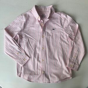 Vineyard Vines Kids Pink, Blue and White Striped Performance Button-Down Shirt